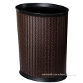 Brown Leather Wrapped Plastic Indoor Waste Bin